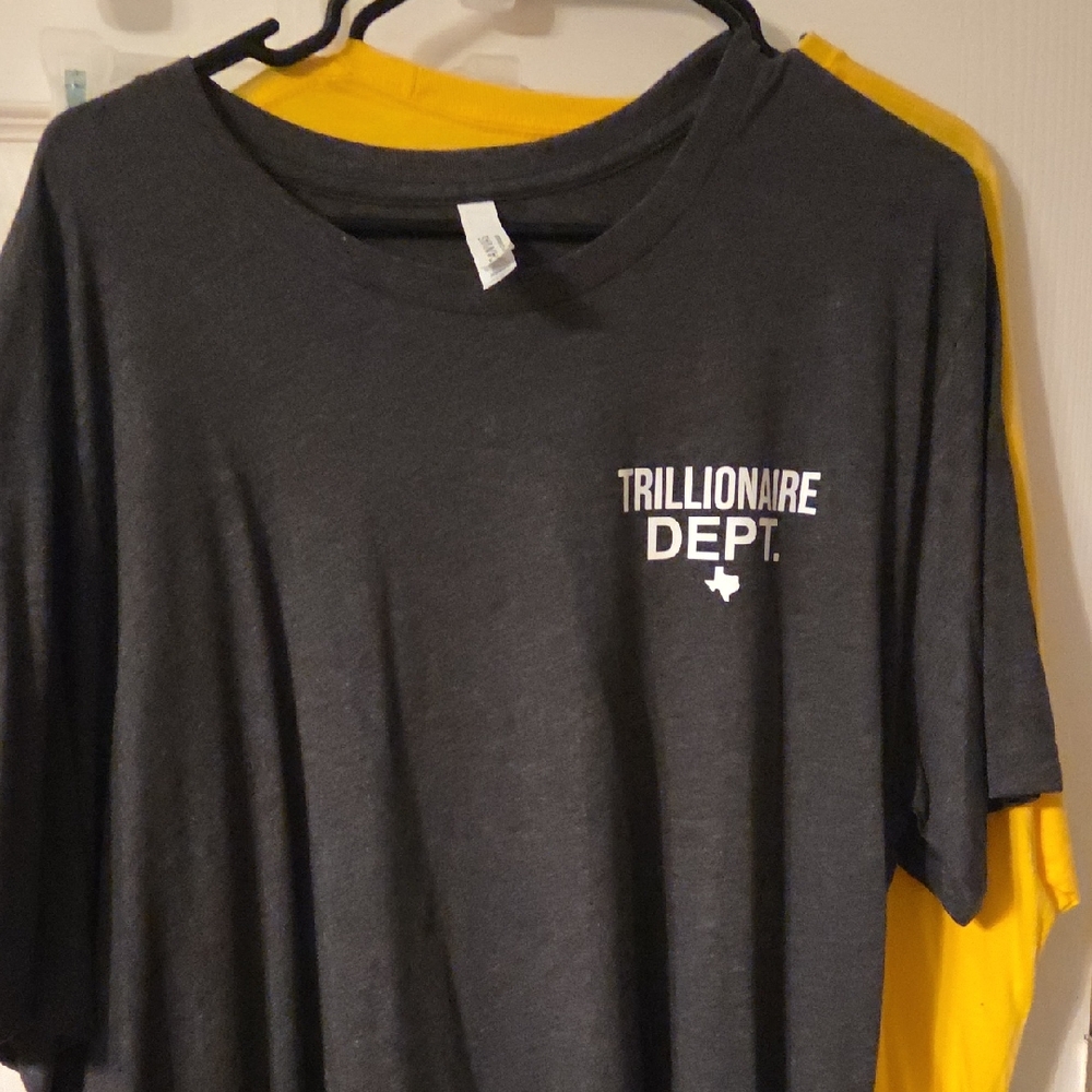 Bella Canvas Dark Charcoal Tee with White 'TRILLIONAIRE DEPT.' Chest Print